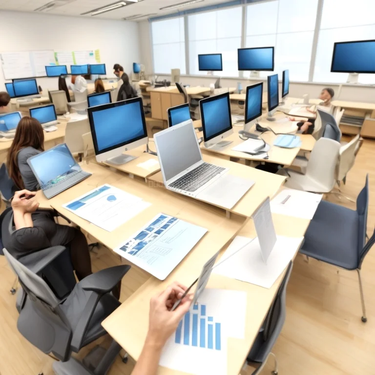 صورة توضح دورة تدريبية متقدمة في بيئة عمل حديثة